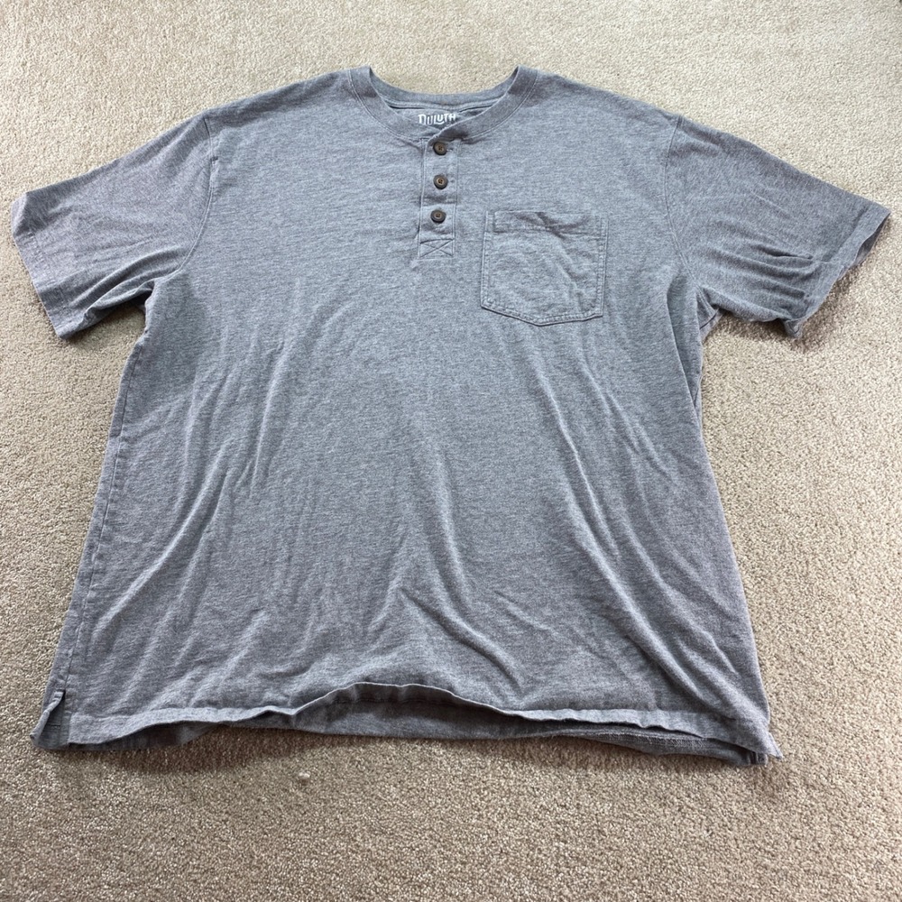 Duluth‎ Trading Co Shirt Mens XL Relaxed Fit Longtail Henley Pocket Gray